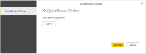 Sign In Dialog box - QuickBooks Power BI
